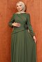 Emerald Green Draped Front Evening Dress - 2