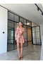 Women Ethnic Floral Print Wide Sleeve Shirt Collar Tie Kimono Crop Top and Shorts Set 8049 - 7