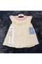 Girl's Floral Dress with Gipe Collar - 100% Natural Cotton - Ecru - 2
