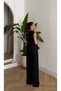 Mona Gold Button Detailed Women's Linen Vest and Trousers Set – Black - 6