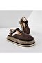 Women's Genuine Suede Perforated Sandals - 3