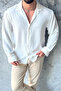 Doraes Men's White Loose Fit Textured Oversize Casual (Aerobin)