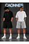 2-Piece Shorts for Men (Black-Grey) Summer Wide Fit Oversize Washable Fabric Anti-Sweat
