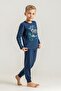 بدلة بيجامة للأولاد باللون الأزرق من Blue Guide To Dinos بأكمام طويلة RP3861-C-V1