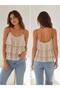 Women's Polka Dot Chiffon Strappy Layered Ruffle Blouse Casual Stylish Summer Thin Fabric Crop Tank Top