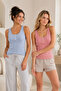 Women's Button Detailed U-Neck Thick Strap Flexible 4-Piece Basic Undershirt - 95% Cotton & Breathable Fabric - 3