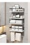 CozyNest 4Pcs Floating Wall Shelves, Solid Wood and Iron Wall-Mounted Storage Racks with Leaf-Shaped Metal Mesh & Towel Bar - 3