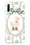 Huawei P Smart Pro Compatible Transparent Phone Case with Goose and Flower Pattern