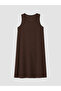 Lcwaikiki Curve Brown Plus Size Crew Neck A-Line Dress - 4