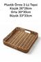 3-Piece Rattan Tray Decorative Tray Wicker Knitted Tray Square Cream - 2