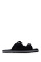 Men's Genuine Leather Black Suede Flat Slippers