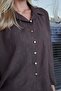Women's Strawberry Jacquard Collared Off-Shoulder Loose Shirt - Coffee Floral - 6