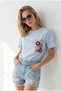 Women's Baby Blue Cotton T-Shirt with Pocket Detail Tsh-19001009 - 2