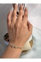 F Letter Detail Zircon Stone Women's Steel Bracelet - 2