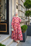Women's Buttoned Floral Pattern Viscose Dress Fuchsia - 2
