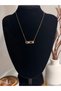 Gold Color Hanging Needle Design Zircon Stone Women's Steel Necklace - 3
