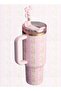 Stanley Love Shack Fancy H2.0 Flow State 40oz Pink Rose Cortex Tumbler, Stainless Steel Vacuum Insulated Quencher with Lid, Straw, and Stopper, Ideal for Water and Iced Tea, Keeps Drinks Cold, Present - 2