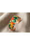 Copper Orange and Leaf Pattern Wide Adjustable Cuff Bracelet - 3