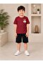 Boy's Teddy Bear Detailed T-Shirt and Shorts 2-Piece Summer Set 4-12 Years Old