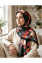 Patterned Cotton Soft Shawl Black Claret Red Brave Series - Mira İpek - 4