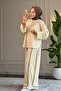 6498 - Stylish Comfortable Viscose Soft Interlock Knit Fabric, Women's Bottom Layer Set with Pant Stripe Detail - 4