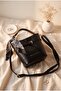 Strap-On Basket Bag with Belt and Scarf Detail - Black