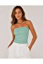 Women's Double Layer Tok Fabric Strapless Blouse with Non-Slip Silicone Band - 7