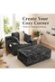 Boneless Chaise Lounge Chair Indoor, Corduroy Small Boneless Sleeper Sofa with 3 Pillows & Wide Armrest, Fluffy Comfy Chase Lounge Indoor, Compression Boneless Couch for Living Room - 5