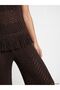 Lcw Vision Brown Openwork Wide Leg Women's Knitwear Trousers - 4