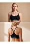 Ribbed Bustier with Detachable Pads and Crossed Back Straps