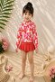 New Season Patterned Sun Protection Long Sleeve, Crop Top, Ruffled Mini Skirt Bikini Set - 2