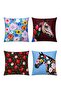 Set of 4 Cushion Covers with Floral Horses Pattern - 3