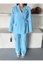 Blazer Jacket with Pocketed Pants Set Tieed at the Waist - 3