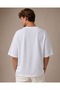 Men's White Oversize Istanbul Galata Tower Printed 100% Cotton T-Shirt - 5