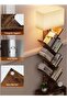 Modern Tree Bookshelf Floor Lamp with Shelves – Space Saving Wooden Bookcase Lamp with Fabric Shade - 6