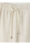 Xside Beige Women's Linen Blended Pants with Elastic Waist - 2