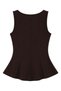 1028 Women's Basic Cotton U-Neck Sleeveless Skirt Hem Ruffle Blouse Brown - 3