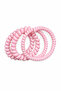 Pink Spiral Telephone Cord Shaped Hair Clip Rubber 3 Piece Set