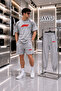 Fi̇ Printed Oversize Cotton Combination Set Tshirt-Shorts-Sweatpants (3 Pieces)