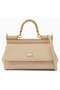 Small East West Sicily Top-handle Bag in Glossy leather, Women's Tote Bag, Women's Hand Bag, Women's Shoulder Bag, Women's Cross Body Bag, Women's Travel Bag, Beige-17cm - 2