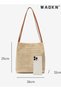 Women's Handwoven Shoulder Bag, Ladies Simple Literary Handbag Clutch Bag Tote Bags - 5