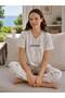 Women's Short Sleeve Crew Neck 100% Cotton Heart-Dog Pattern Pajama Set