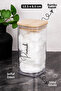 Double Bamboo Lid Makeup Cotton - Cotton Labeled Transparent Mica Jar Cotton Box Set Bathroom Organizer 300 ml - 3