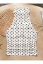 White Polka Dot Halter Neck Gathered Draped Stylish Cropped Blouse - 2
