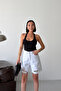 Women's Ripped High Waist White Denim Shorts - 6