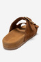 Men's Double-Strap Buckle Slippers Real Suede Leather Zy 4206 Suede Taba - 3