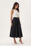 Women's Premium Parachute Non-See-Through Fabric Midi Skirt with Pockets and Elastic Waist El-3950 - 8