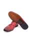 Red Color Laceless Genuine Leather Leather Sole Men's Shoes - 3