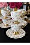 6-Piece Flowered Gilding Detail Coffee Cup Set with Stands 90 ml - 4