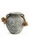 Grey Speckled Ceramic Vase with Jute Rope Handles | Handcrafted Amphora Style Decorative Vase | 25 cm